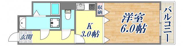 フォンテーヌ ブロー(1DK/2階)の間取り写真