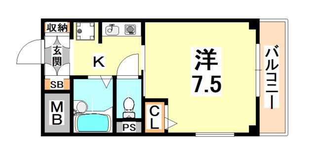 クレストイズミ(1K/5階)の間取り写真