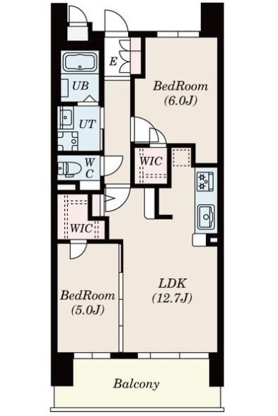 S-RESIDENCE茶屋ヶ坂イースト(2LDK/7階)の間取り写真