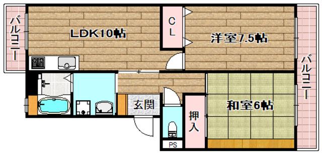 サニーコートII(2LDK/3階)の間取り写真