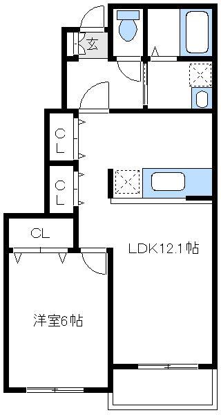 ミルトブリーゼ(1LDK/1階)の間取り写真
