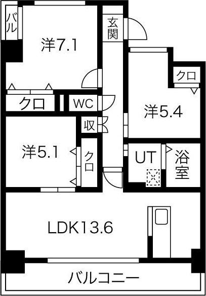 プログレッソ花の木(3LDK/2階)の間取り写真