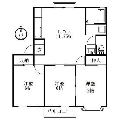 タウンアローズ68(3LDK/2階)の間取り写真