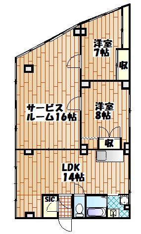宮川酒店ビル(2SLDK/3階)の間取り写真