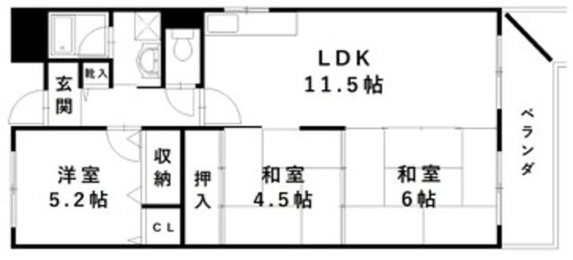 エクシード上野芝(3LDK/1階)の間取り写真