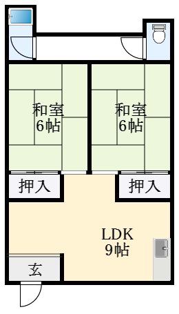 西野コーポ(2LDK/2階)の間取り写真