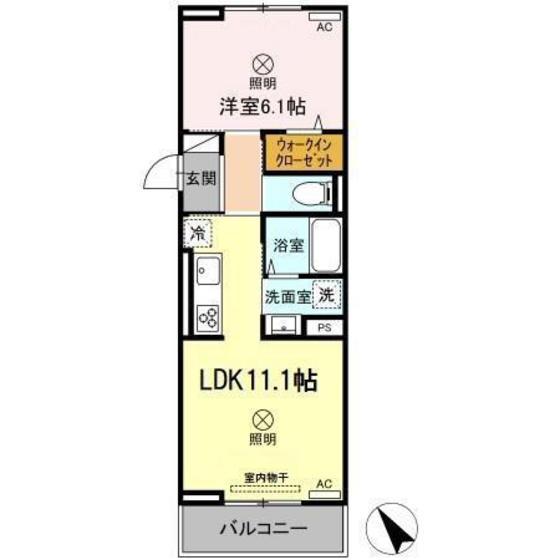 リベラIII(1LDK/3階)の間取り写真