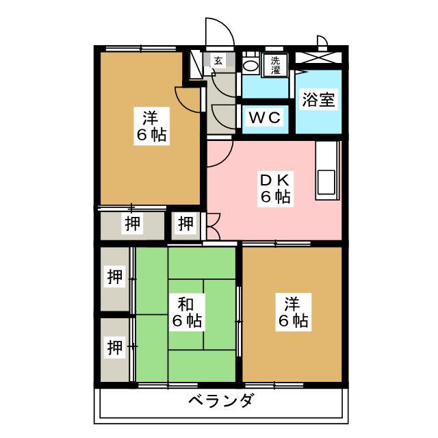 ア・ドリーム多田(3DK/2階)の間取り写真