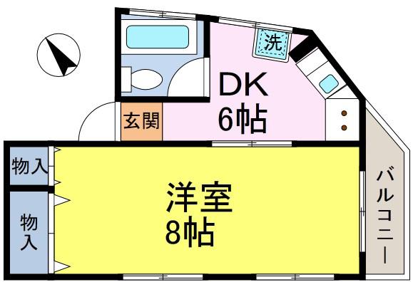 サンケイビル(1DK/5階)の間取り写真