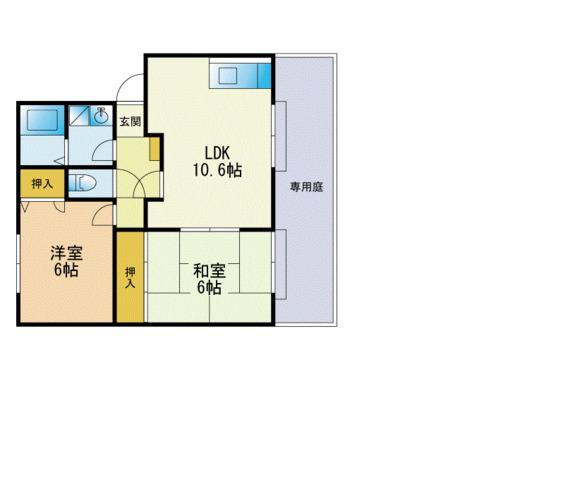 ラヴィタ城南B(2LDK/1階)の間取り写真