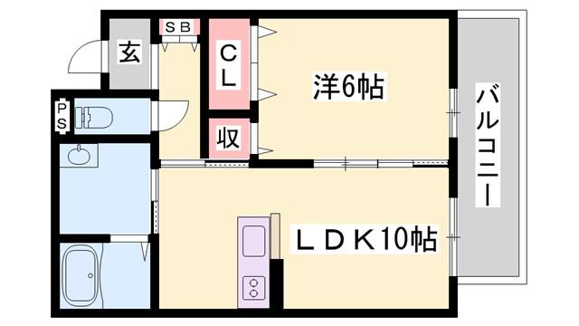 グリーンセント上中(1LDK/3階)の間取り写真