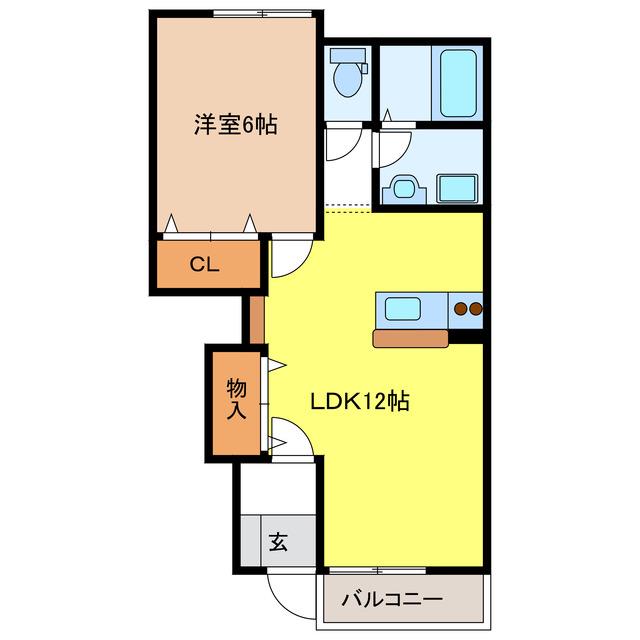 アンジェリーク(1LDK/1階)の間取り写真