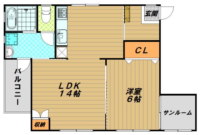 田辺ハイツ(1LDK/2階)の間取り写真