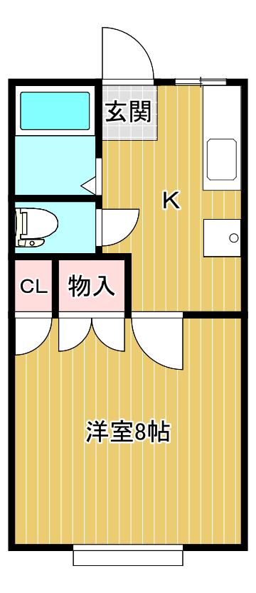 ストークハウスB(1K/1階)の間取り写真