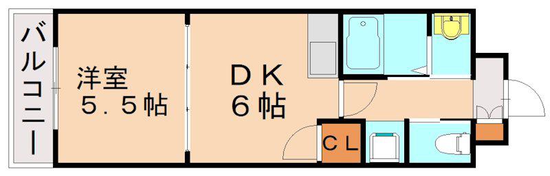 リード大手町(1DK/2階)の間取り写真