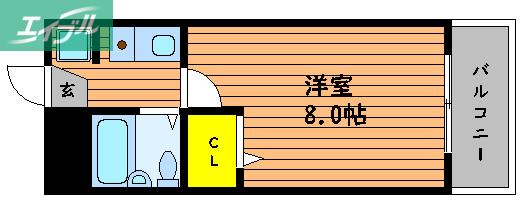 セゾンHOUKAN(1K/3階)の間取り写真