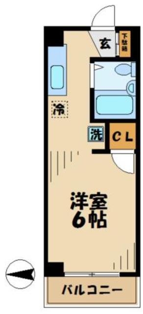 スカイハイツ多摩(1K/3階)の間取り写真
