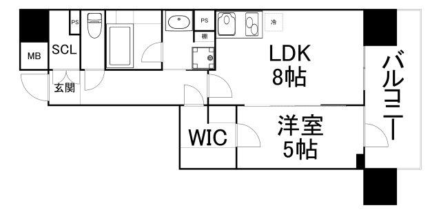 サンクレイドル大手前(1LDK/5階)の間取り写真