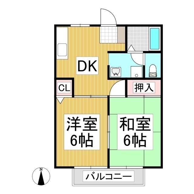 サンヴェール(2DK/2階)の間取り写真