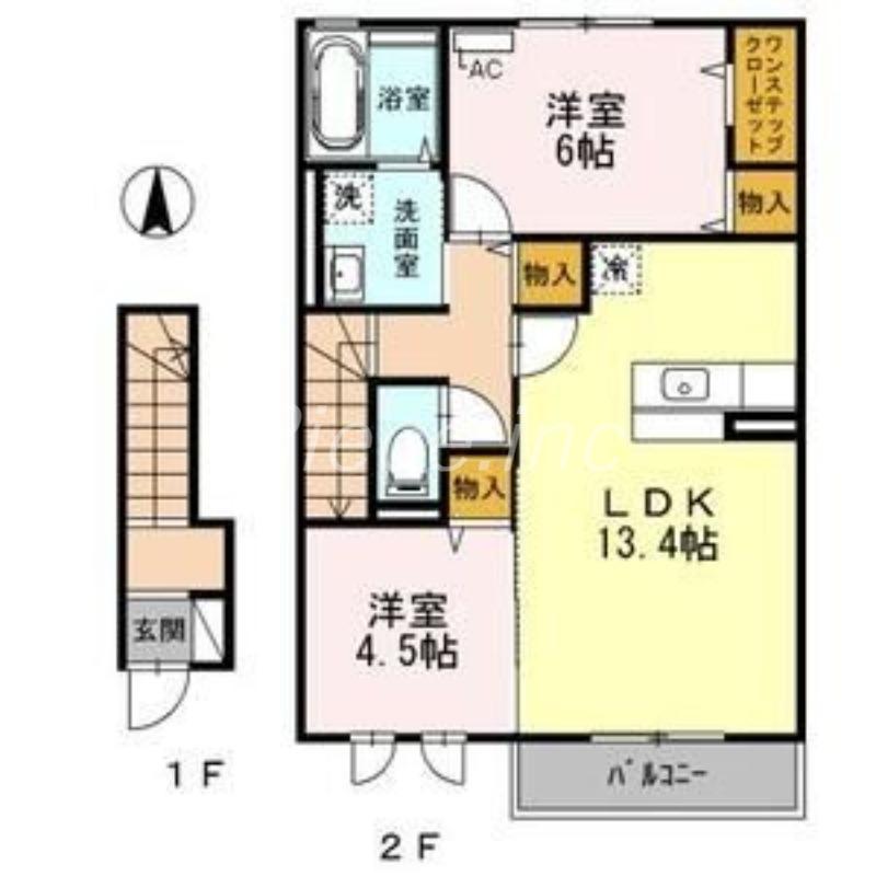 クローバーハイツ(2LDK/2階)の間取り写真