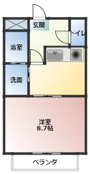プラザブルーパイン(1K/1階)の間取り写真
