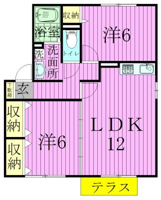 ブールジオンA(2LDK/2階)の間取り写真