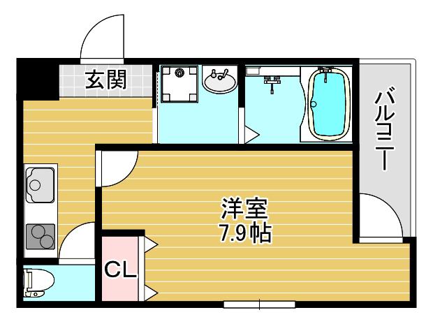 フジパレス今川公園東V番館(1K/1階)の間取り写真
