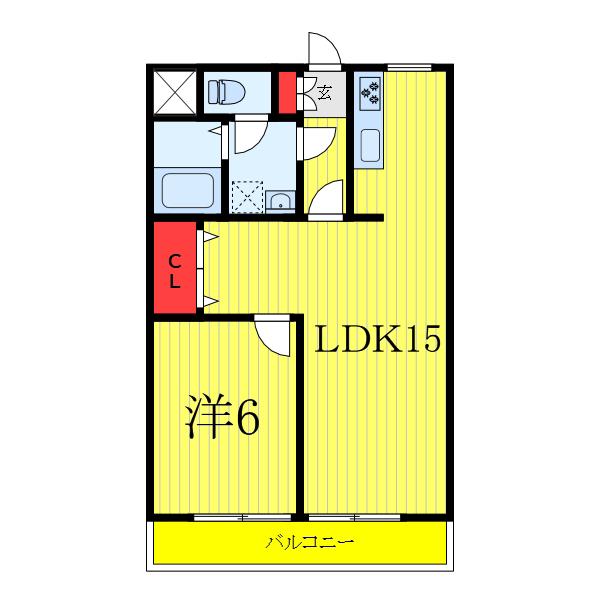モンシャトーミズハシ(1LDK/1階)の間取り写真