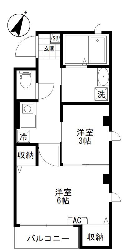 E.FLAT渋谷本町(2K/2階)の間取り写真
