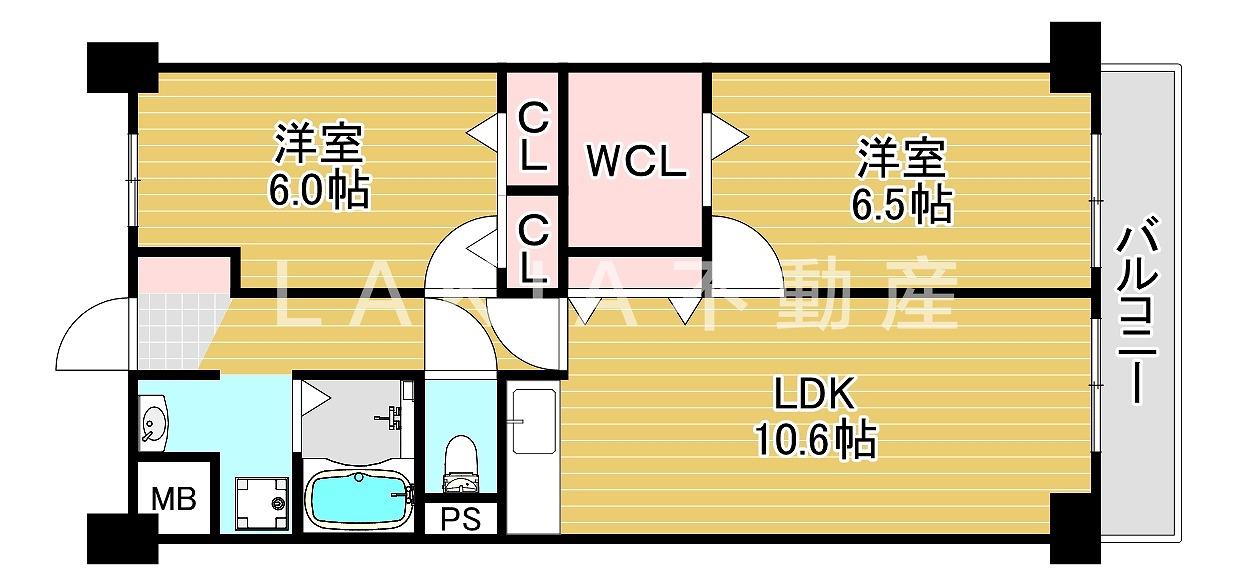 ボヌールみてじま(2LDK/1階)の間取り写真