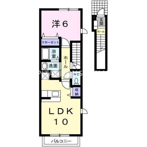 スィア バレーリア(1LDK/2階)の間取り写真