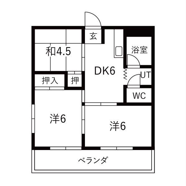 コーポ大晴(3DK/2階)の間取り写真