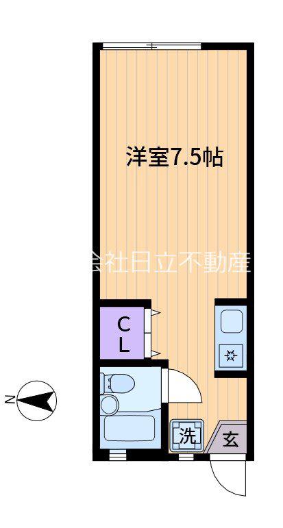 コスモコート(ワンルーム/1階)の間取り写真