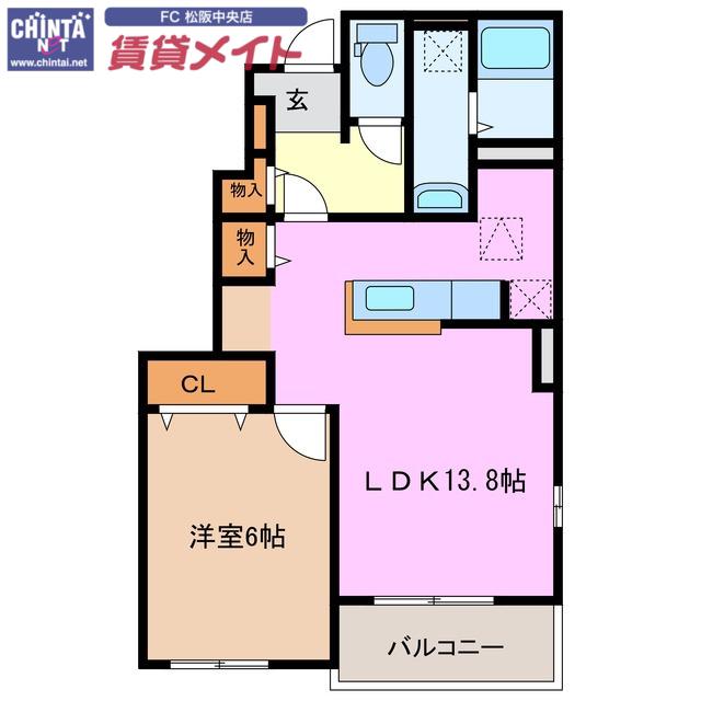 ジャン プレッソ A(1LDK/1階)の間取り写真