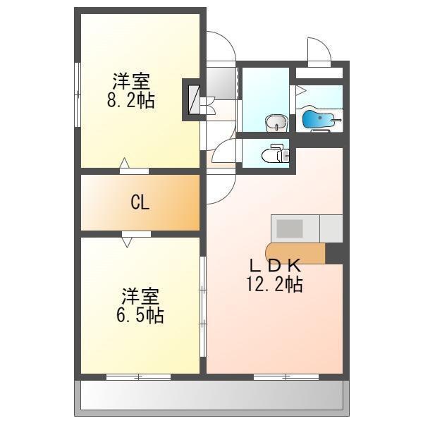 プレゾン平田(2LDK/3階)の間取り写真