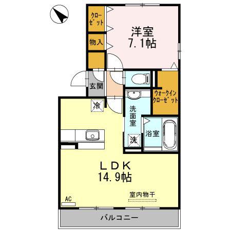クレスト大針(1LDK/3階)の間取り写真
