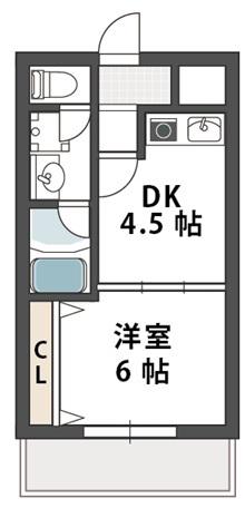CORRECT FORET 住道(1DK/4階)の間取り写真