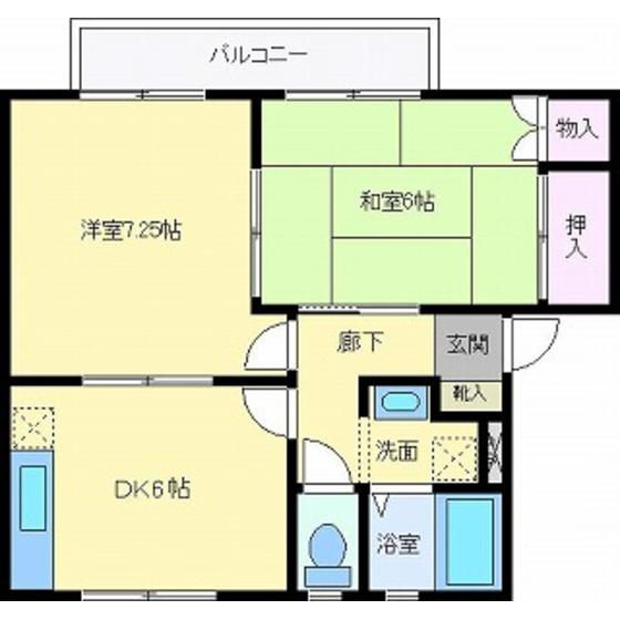 グランディールST B棟(2DK/2階)の間取り写真