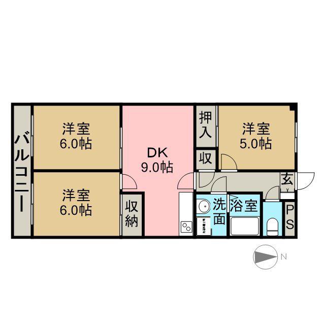 スパジオ665(3DK/3階)の間取り写真
