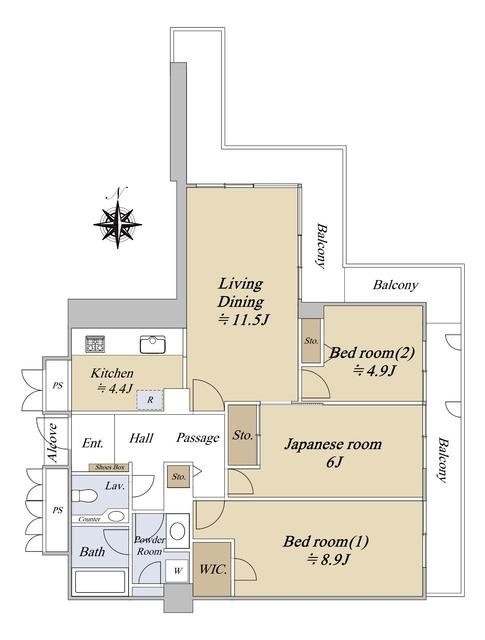 アルザタワーズ グリーンタワー(3LDK/17階)の間取り写真