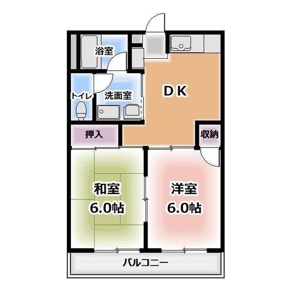 エクセル野崎(2DK/1階)の間取り写真