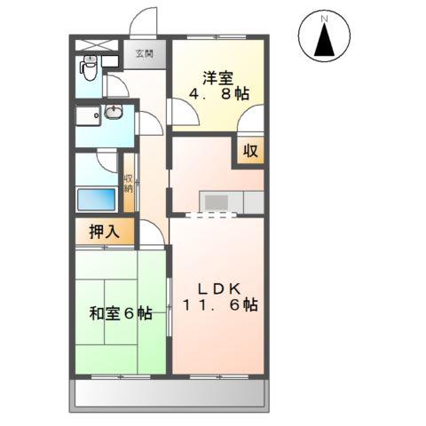 ベルエアー(2LDK/1階)の間取り写真