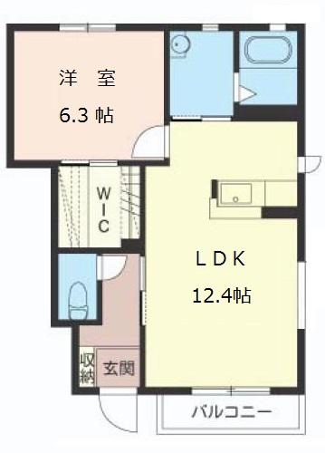 トレモンテ オヴェスト(1LDK/1階)の間取り写真