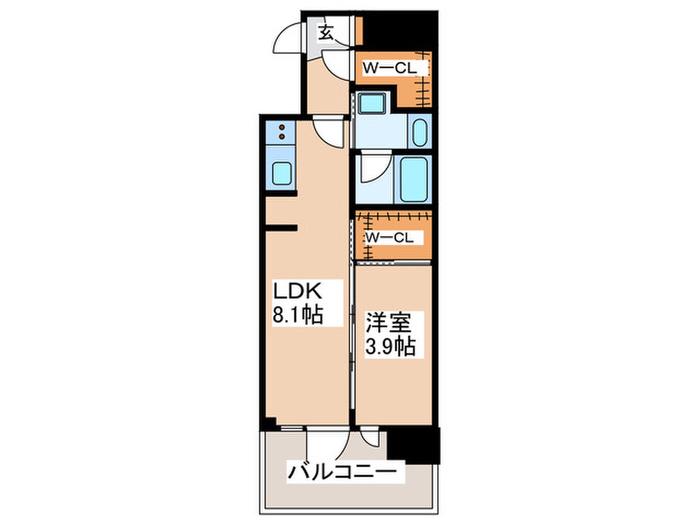プラウドタワー相模大野クロス(1LDK/7階)の間取り写真