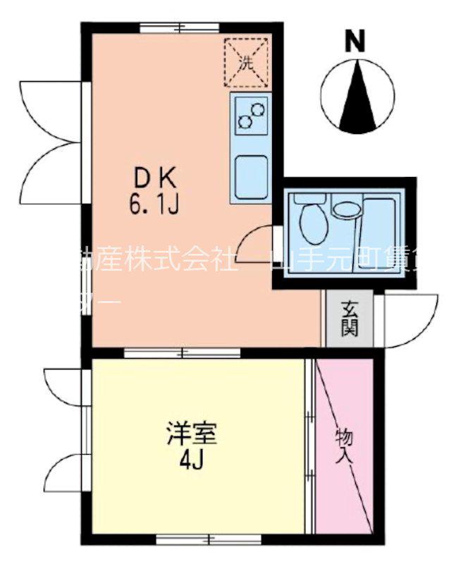 エボック元町汐汲坂(1DK/2階)の間取り写真