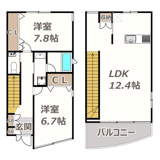 ヴィラ晴明丘(2LDK/1階)の間取り写真