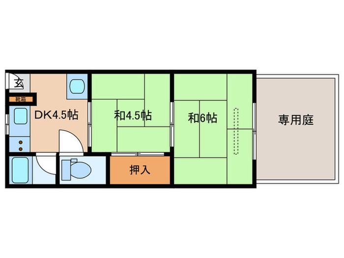 第一カナヤハイツ(2DK/1階)の間取り写真