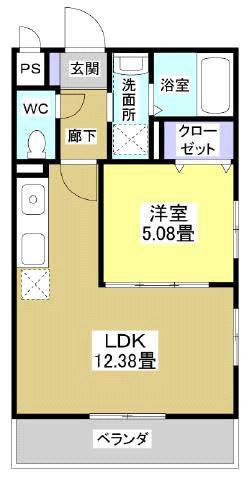 ゼフィール(1LDK/2階)の間取り写真
