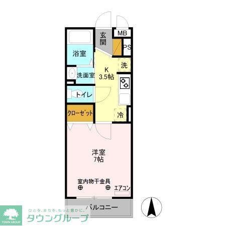 オークヒル大成(1K/2階)の間取り写真