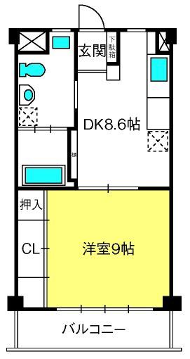 ひまわり緑館(1DK/1階)の間取り写真